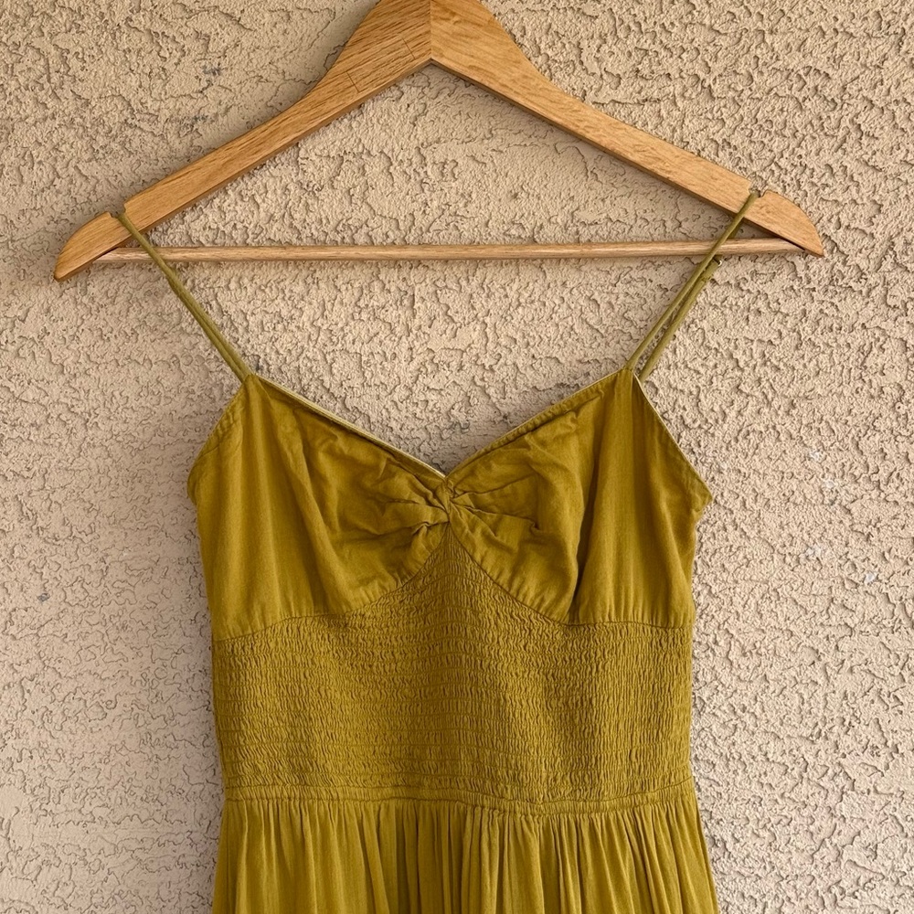 Free People Sundrenched Solid Maxi Dress Mustard Smocked Boho Tiered S - Picture 5 of 13